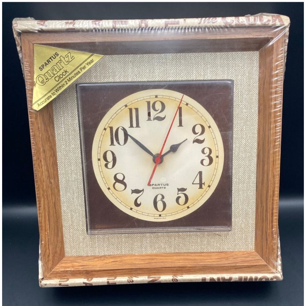 NOS VTG SPARTUS Clock Wall Desk Framed Caprice New old Stock Original Packaging